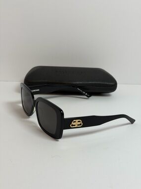 Balenciaga BB0048S 001 Glossy Black Square Women's  Eyeglasses